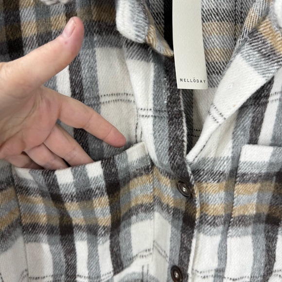 Mellowday Plaid Women's Jacket in Cream and Brown XL NWT - Picture 7 of 14